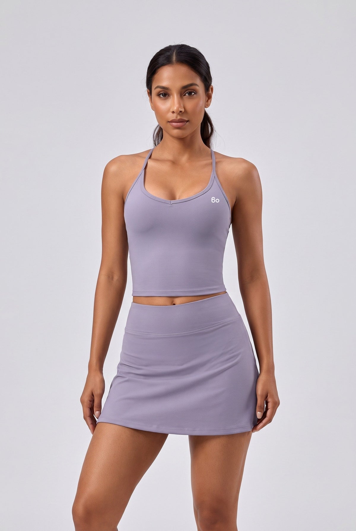 JADE cami top & skirt set in Lavender – women's padel set by Six'o – front view