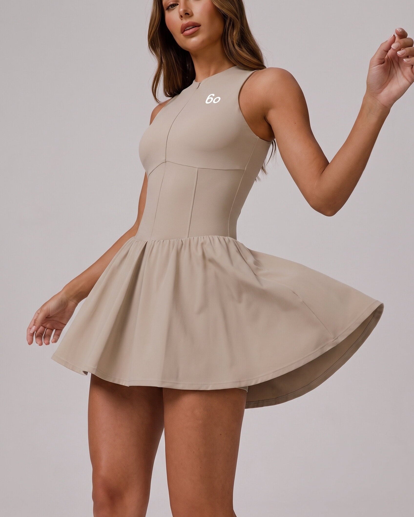 MOA high neck padel dress – Khaki