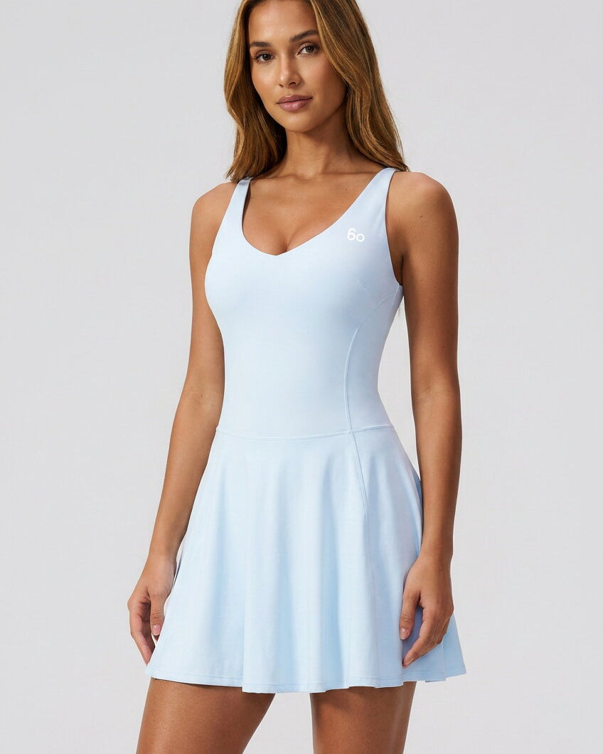 NAIA strap back padel dress Light blue