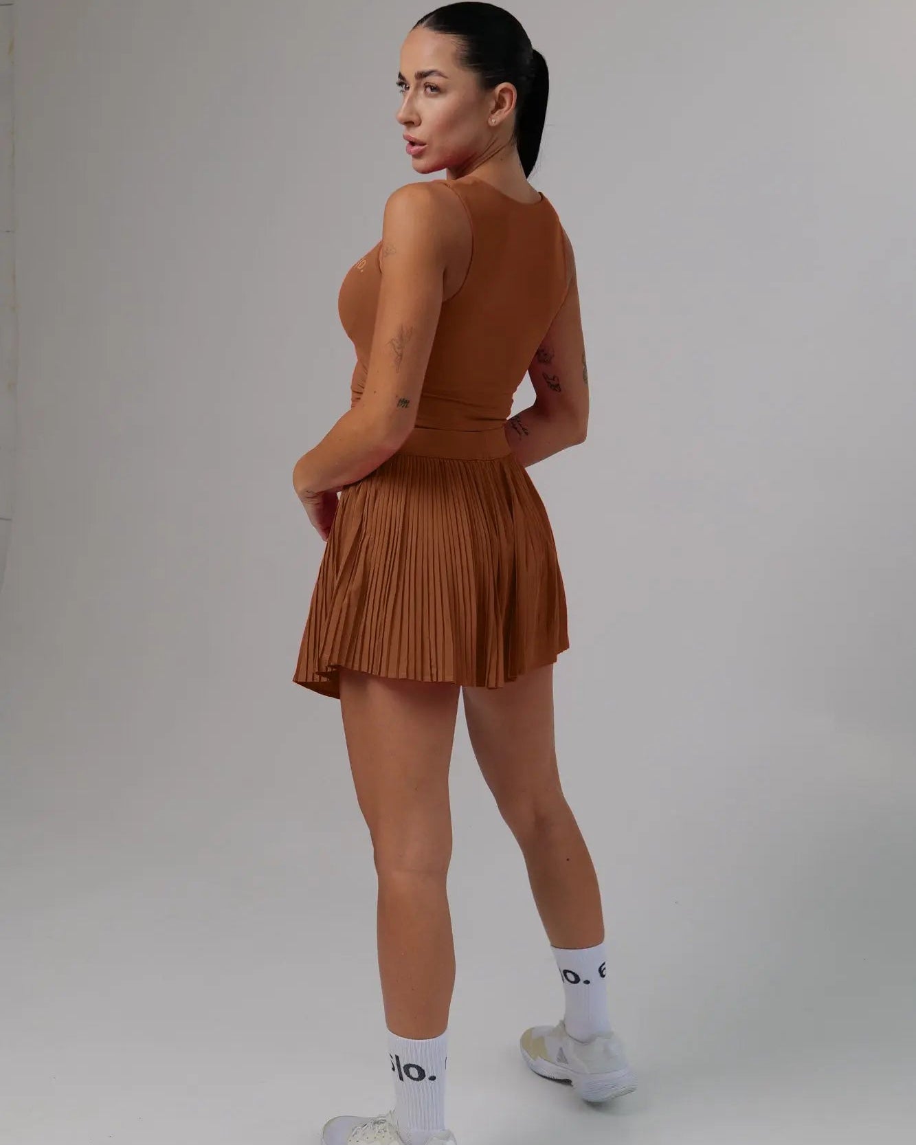 Black color top and pleated skirt set - Six Zero padel