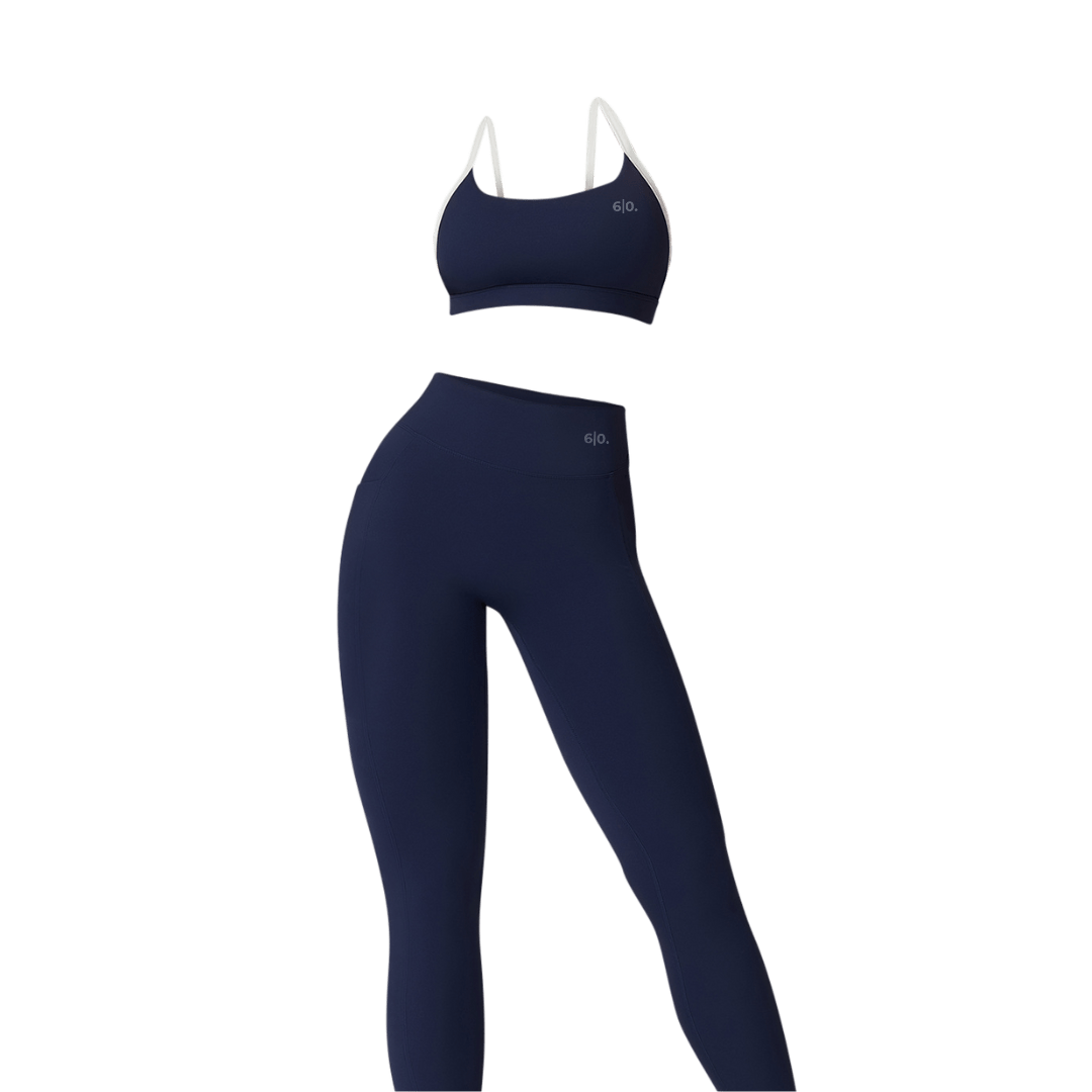 Black soft material leggings & bra set - Six Zero padel