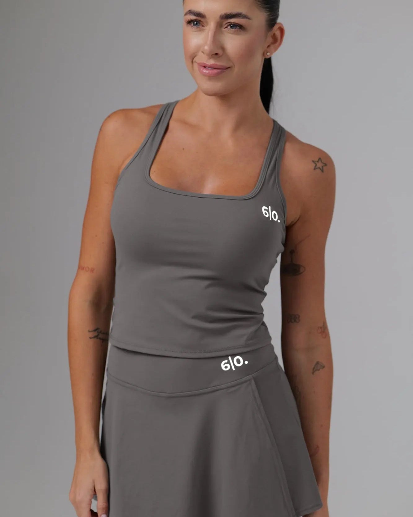Black soft material top and skirt set - Six Zero padel