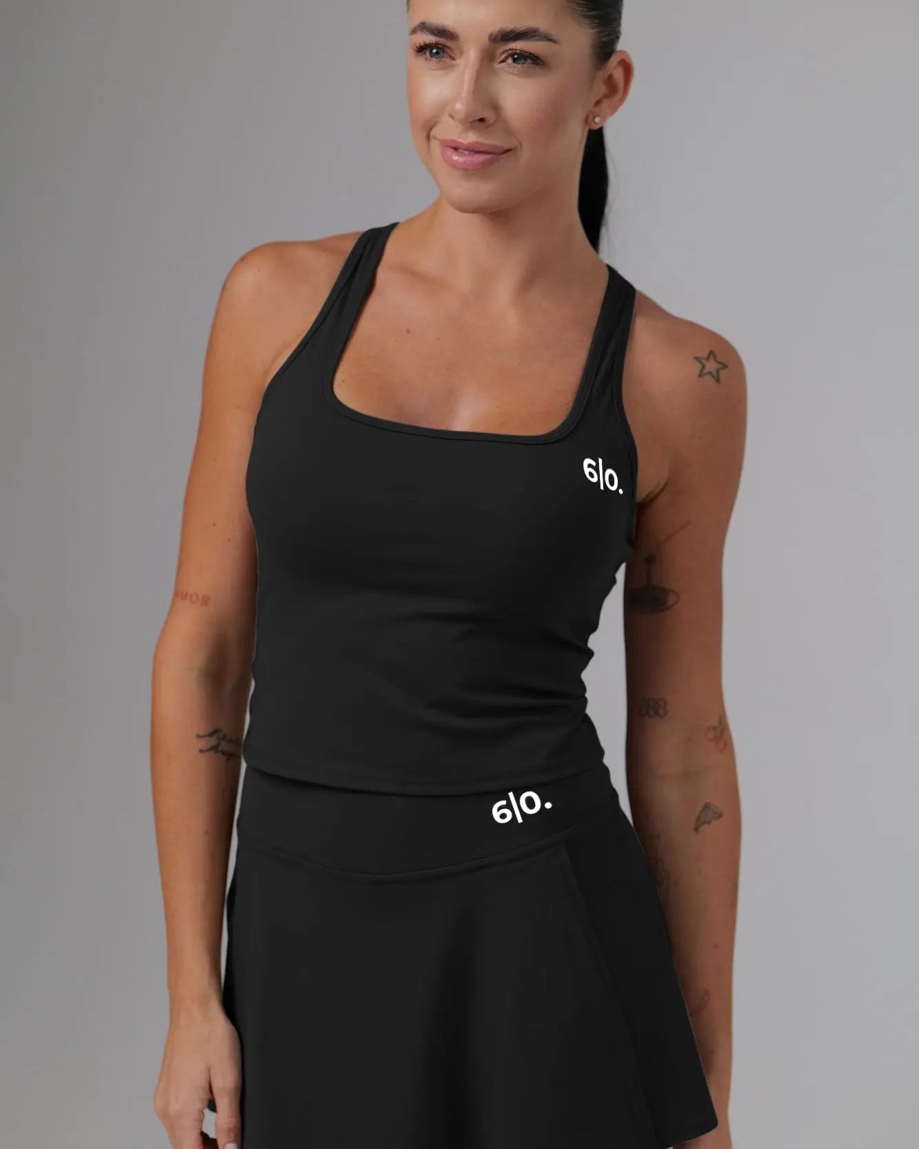 Black soft material top and skirt set - Six Zero padel