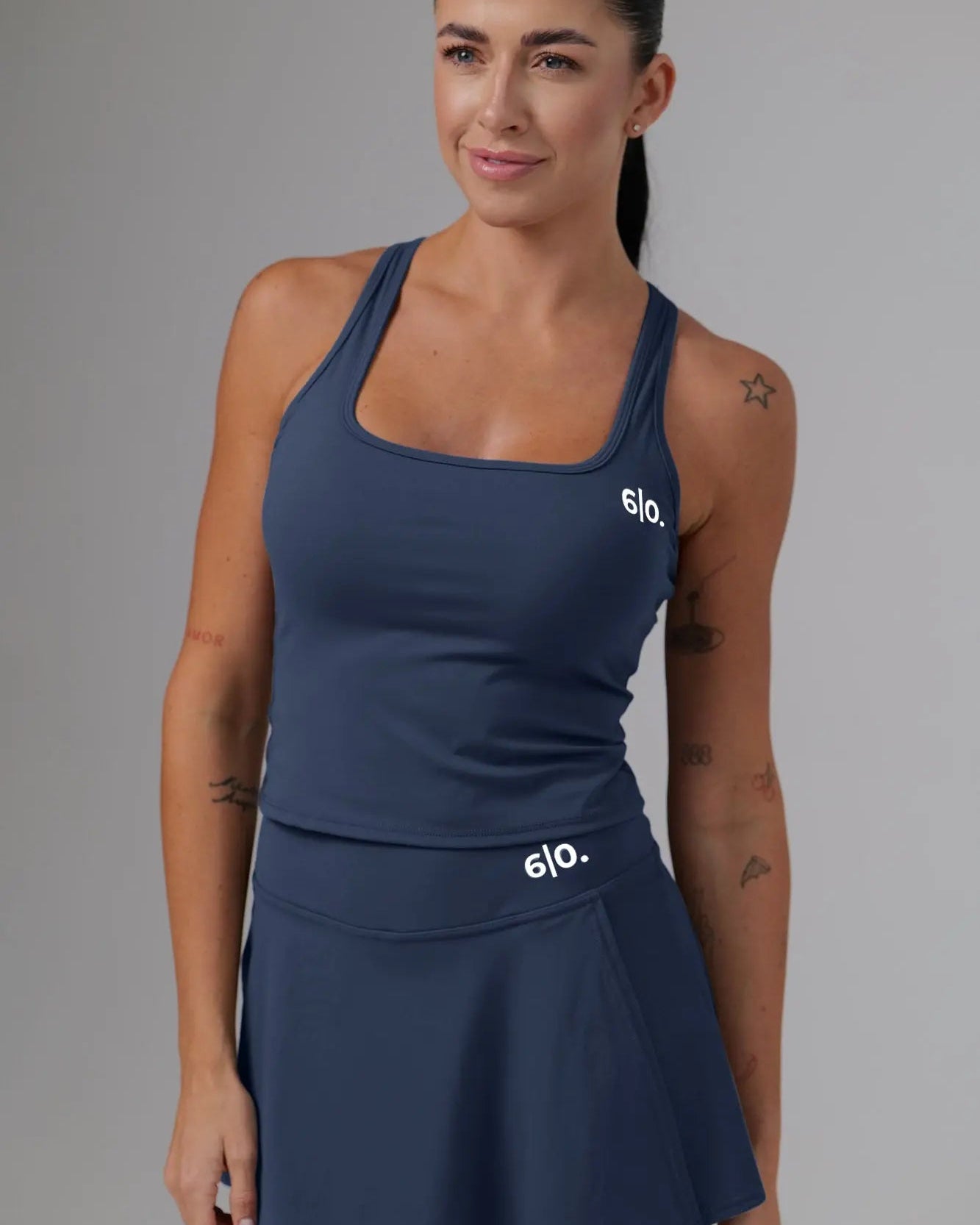 Black soft material top and skirt set - Six Zero padel