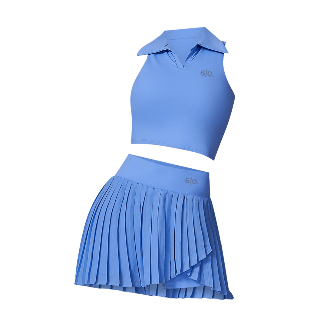 Blue polo t-shirt & skirt set - Six Zero padel