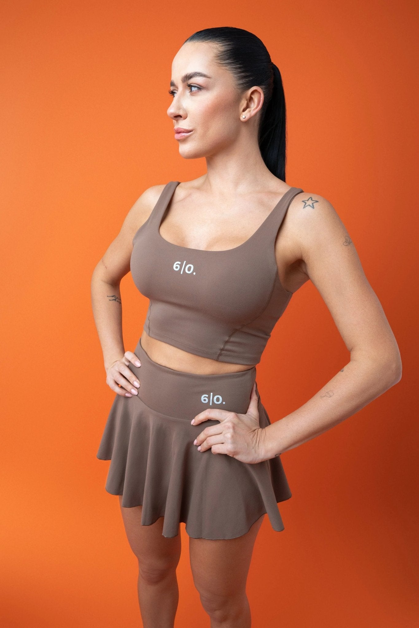 Brown Bra top & skirt set - Six Zero padel