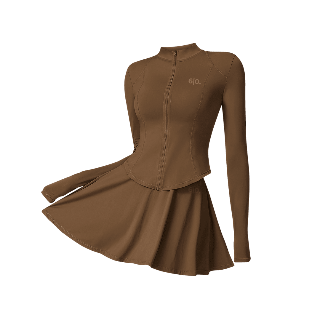 Brown long sleeves top & skirt set - Six'o Apparel