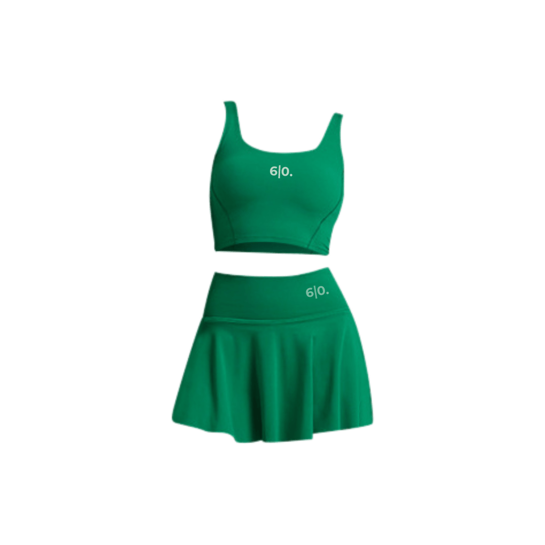 Dark brown Bra top & skirt set - Six Zero padel