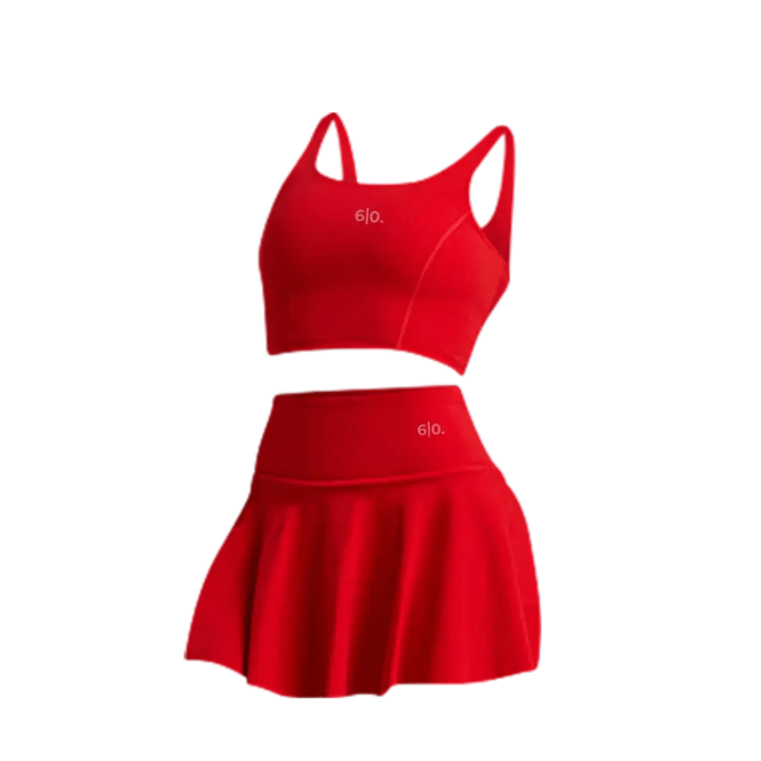 Dark brown Bra top & skirt set - Six Zero padel