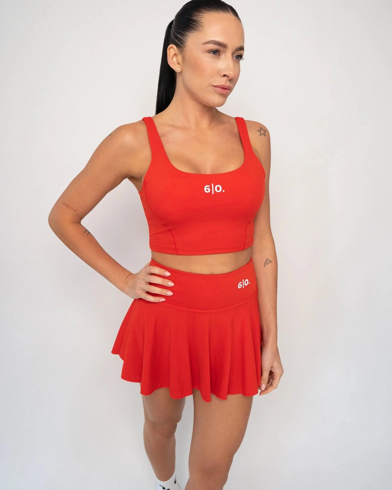 Dark brown Bra top & skirt set - Six Zero padel