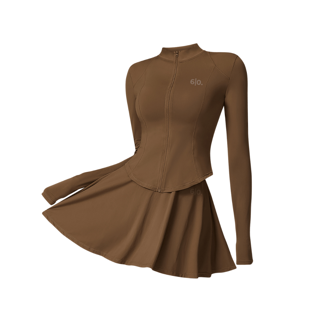 Dark grey long sleeves top & skirt set - Six Zero padel