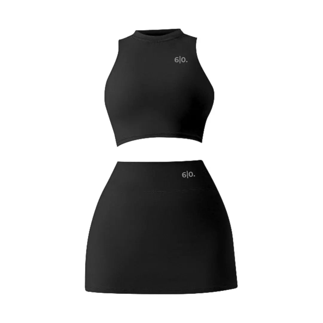Green high neck top and skirt set - Six Zero padel