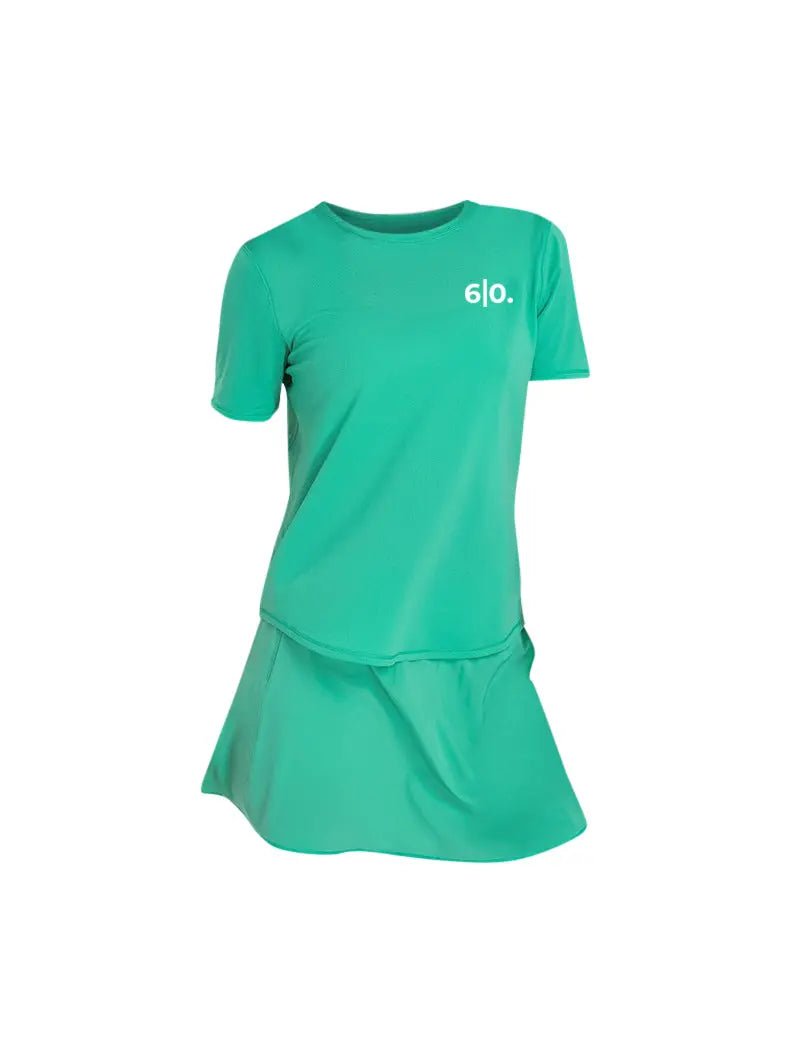Green Light material shirt and skirt set (without bra) - Six Zero padel
