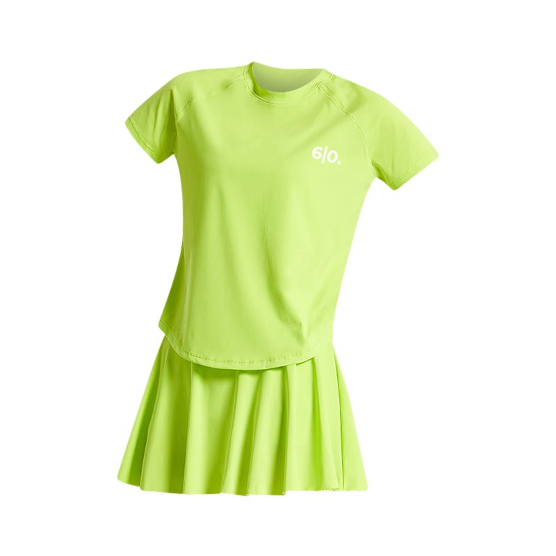 Green stretchy material shirt and skirt set (without bra) - Six Zero padel
