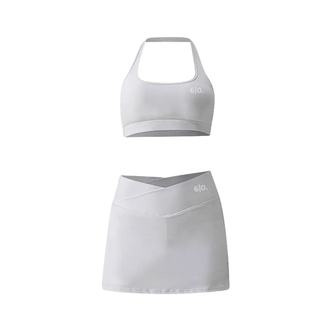 Modern design white skirt and bra set - Six Zero padel