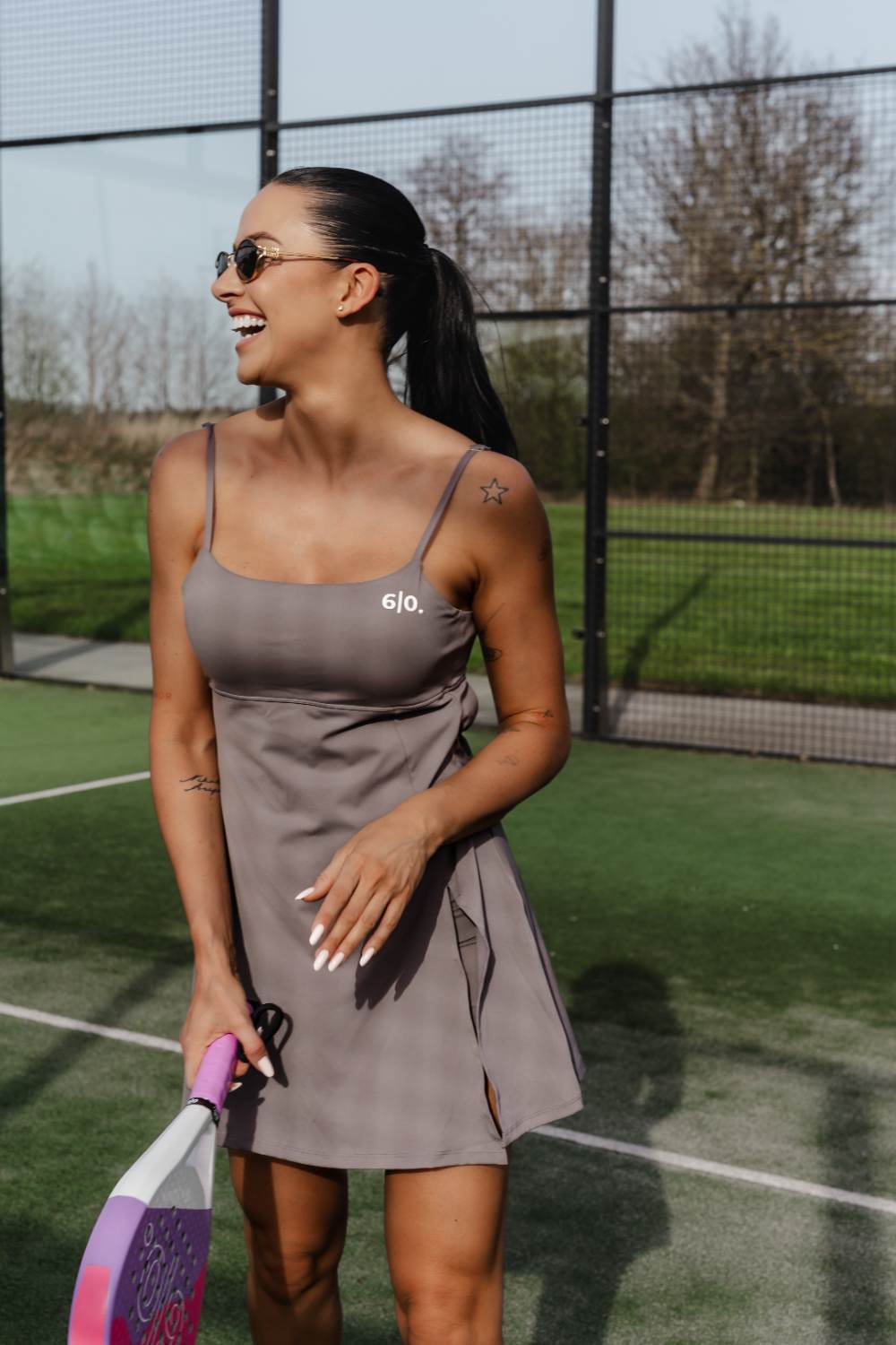 NILA blue back strap dress - Six Zero padel