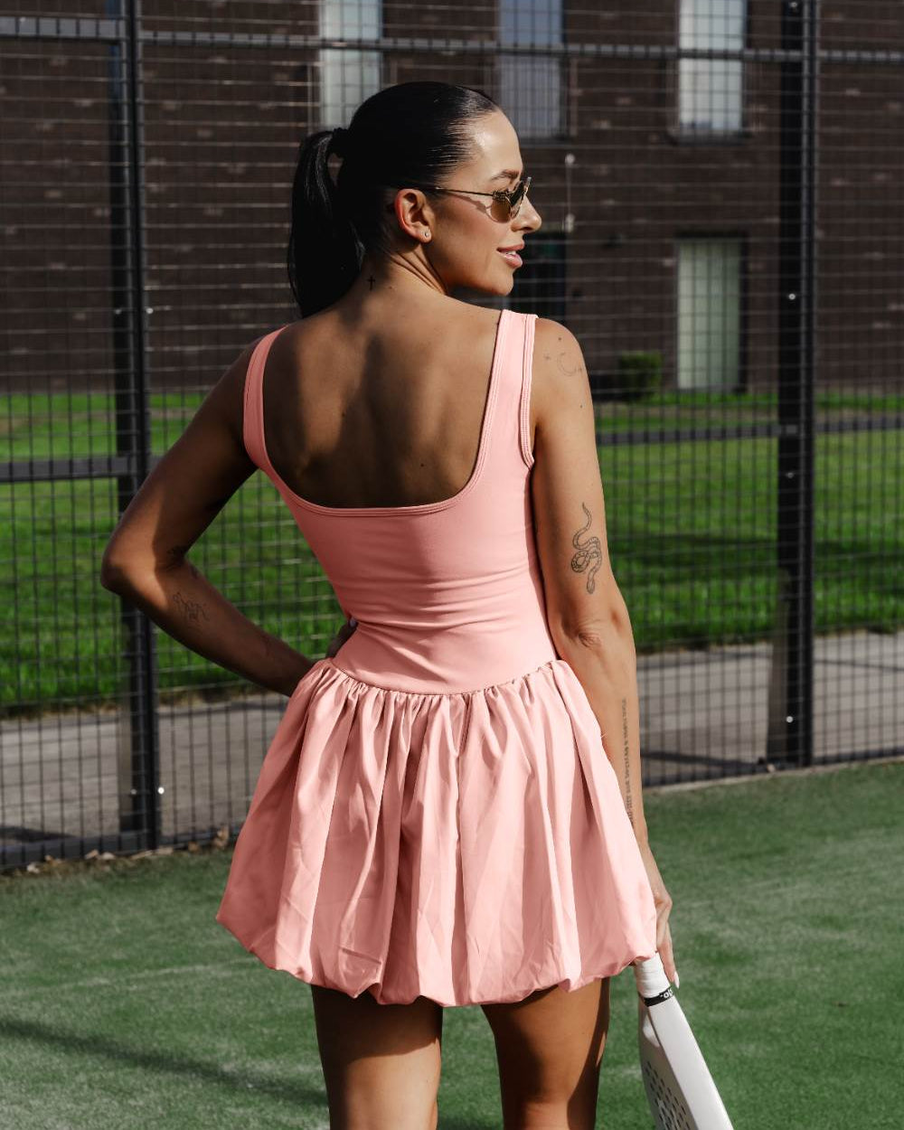 SORA black puffy skirt dress - Six Zero padel
