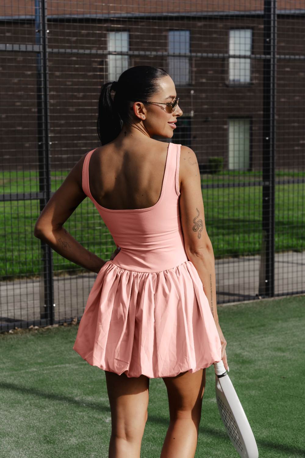 SORA black puffy skirt dress - Six Zero padel