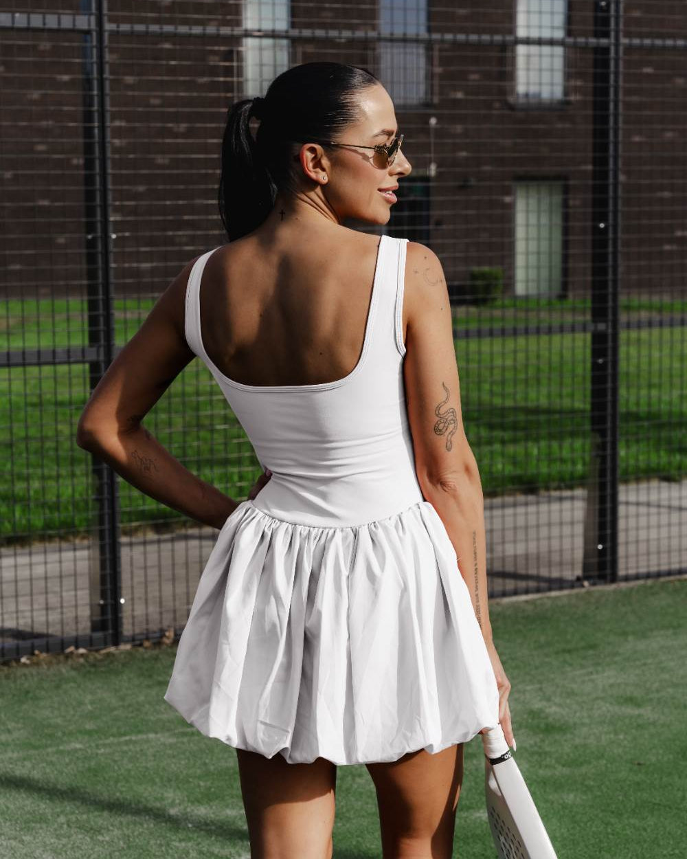 SORA black puffy skirt dress - Six Zero padel