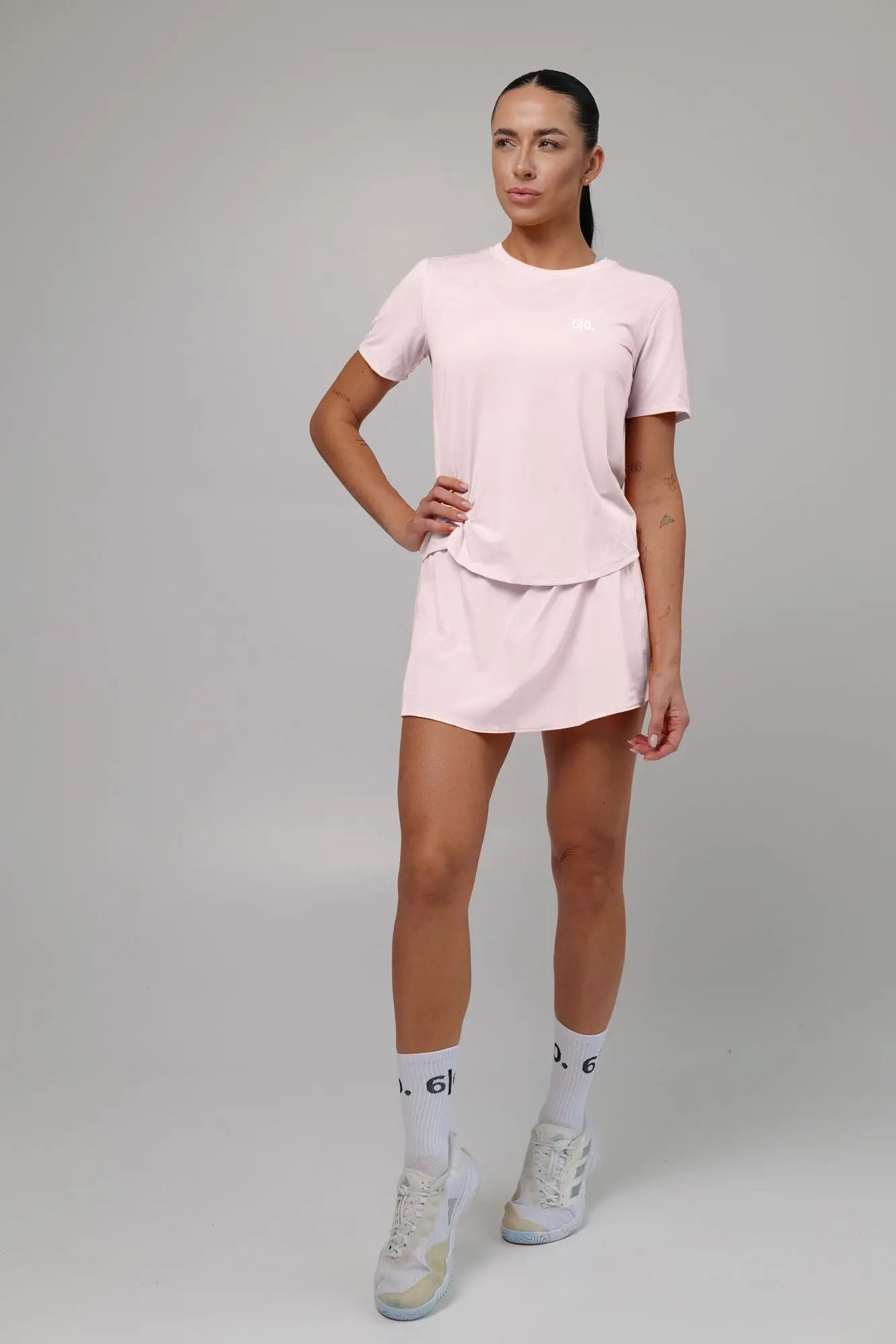 White Light material shirt and skirt set (without bra) - Six Zero padel