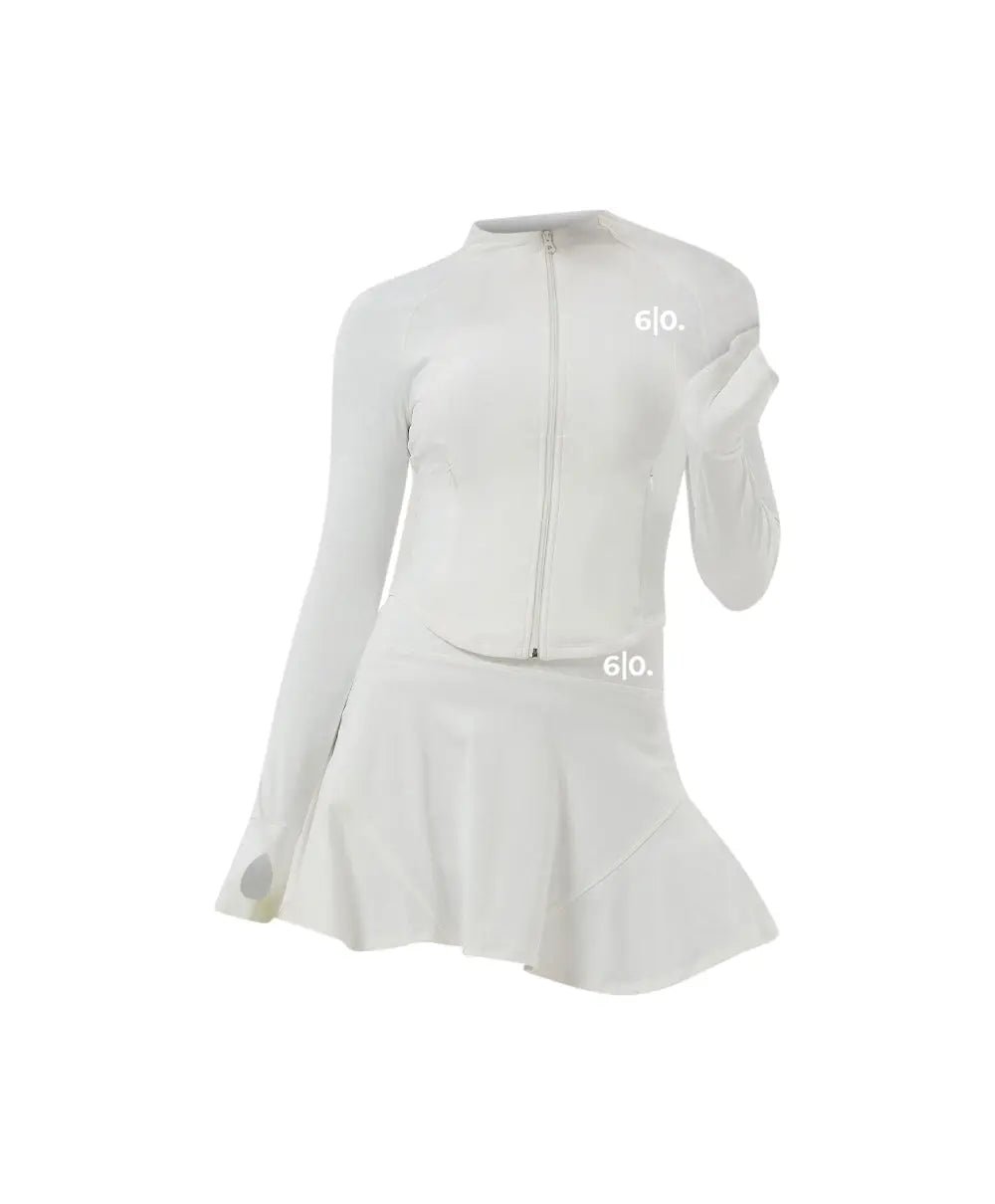White soft material Jacket & Skirt set - Six Zero padel
