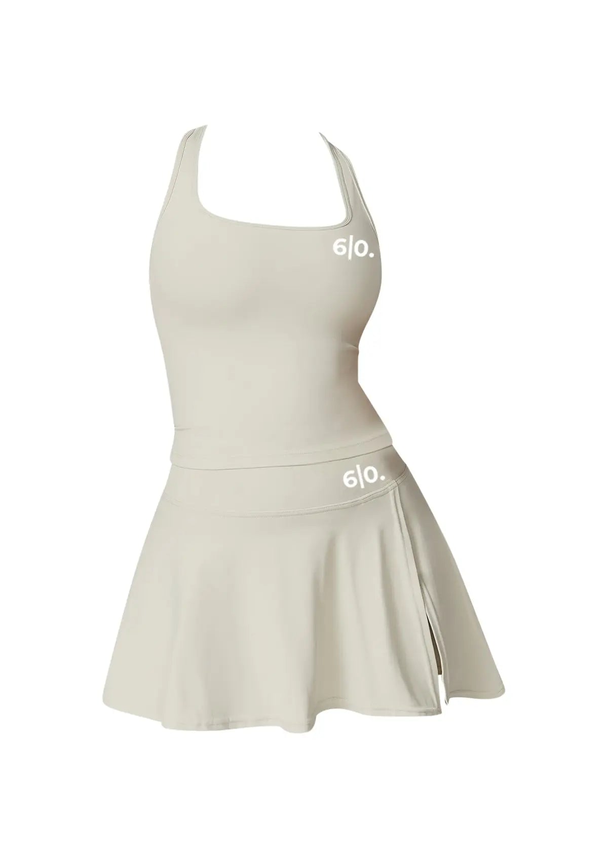 White soft material top and skirt set - Six Zero padel