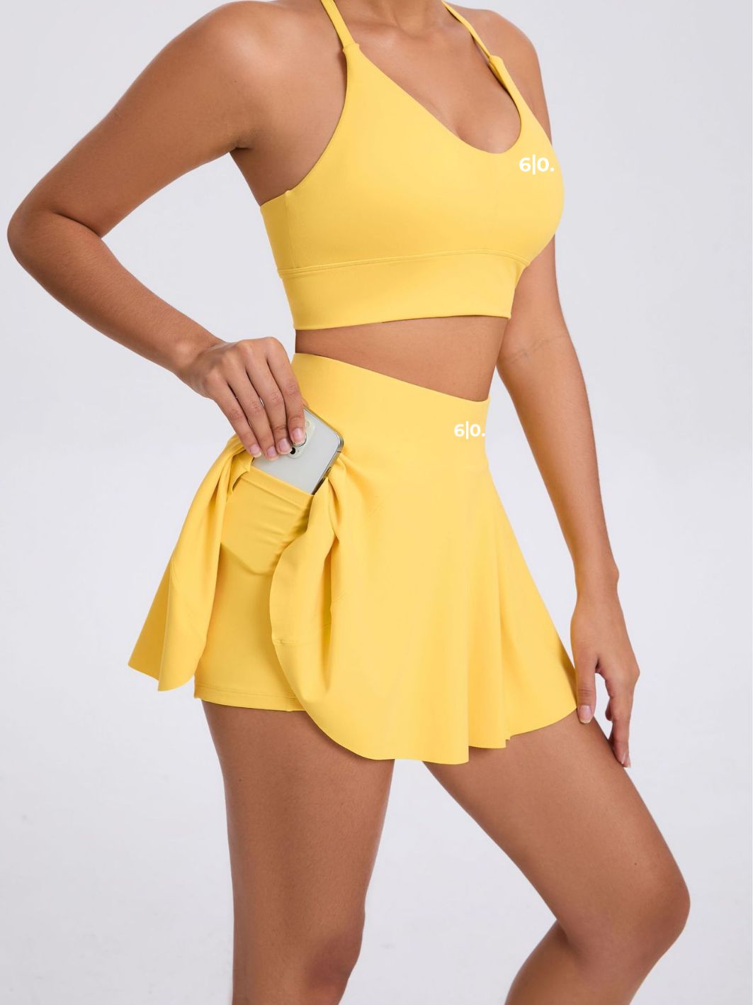 Six'o Apparel RIVA bra and skirt padel set, a beginner-friendly outfit