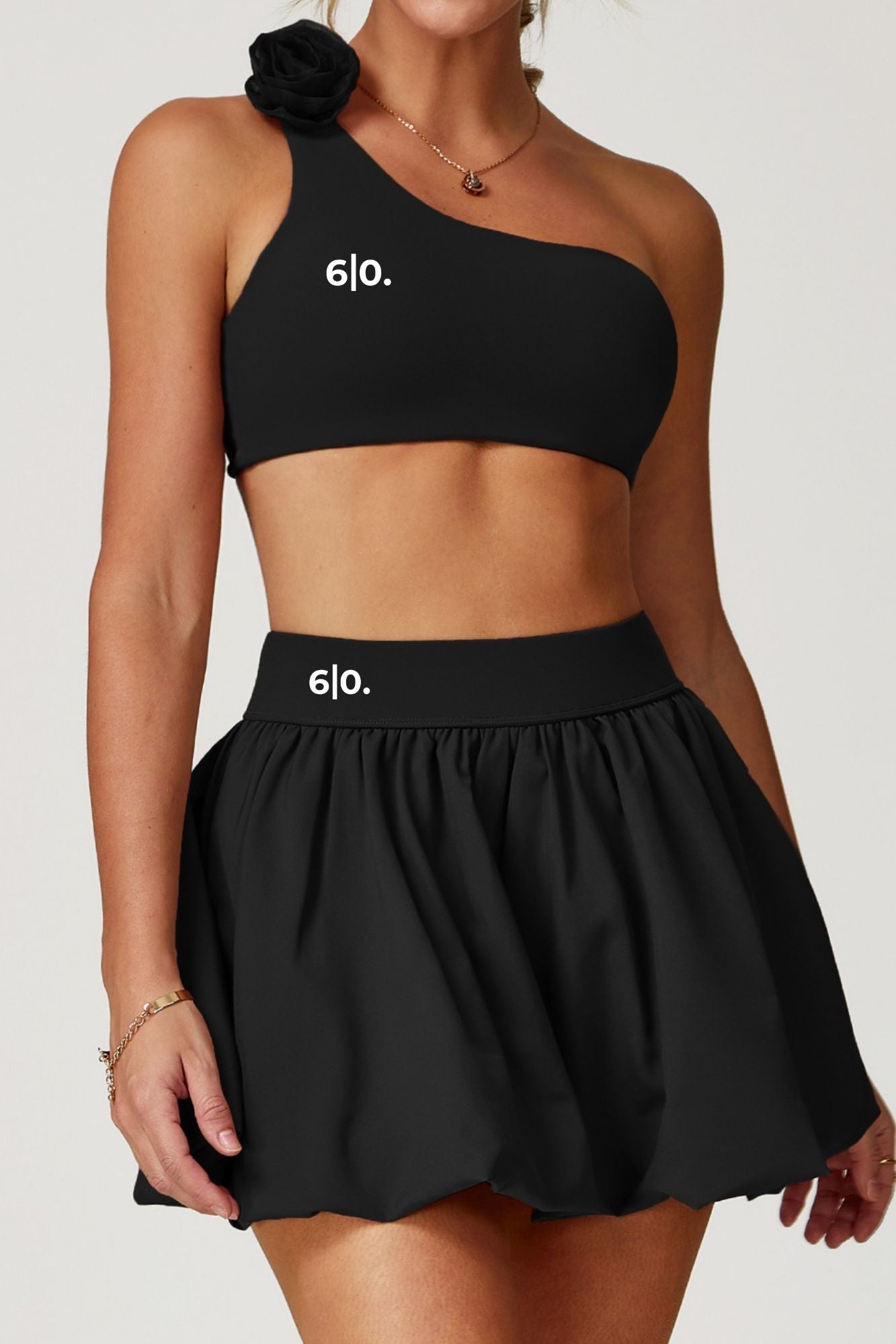 AYA one shoulder bra top and skirt set (with flower) My Store