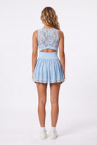 ALICE lace padel dress in Blue – women's padel dress by Six'o – back view
