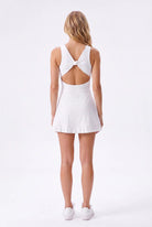 AMBER cross-back padel dress in White – women's padel dress by Six'o – back view