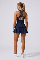 AURA layered skirt padel dress Navy back