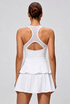 AURA layered skirt padel dress White back