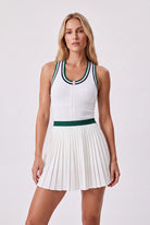CHLOE varsity v-neck padel dress in Green – women's padel dress by Six'o – front view