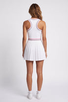 CHLOE varsity v-neck padel dress in Pink – women's padel dress by Six'o – back view