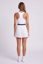 CHLOE varsity v-neck padel dress in Royal blue – women's padel dress by Six'o – back view