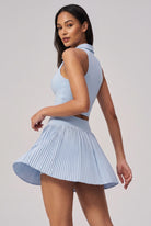 CLEO polo top & pleated skirt set Light blue
