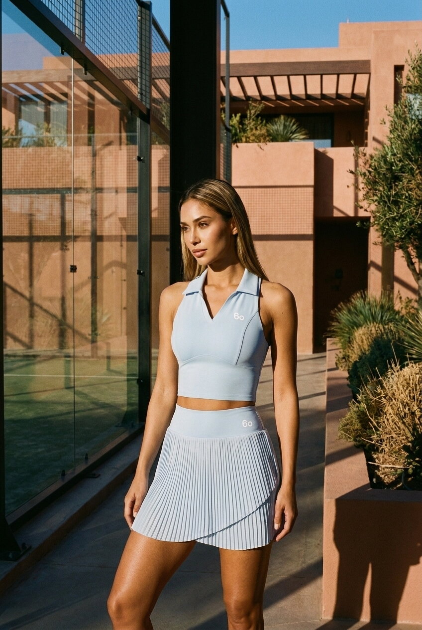 CLEO polo top & pleated skirt set