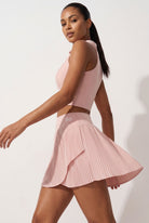 CLEO polo top & pleated skirt set Pink