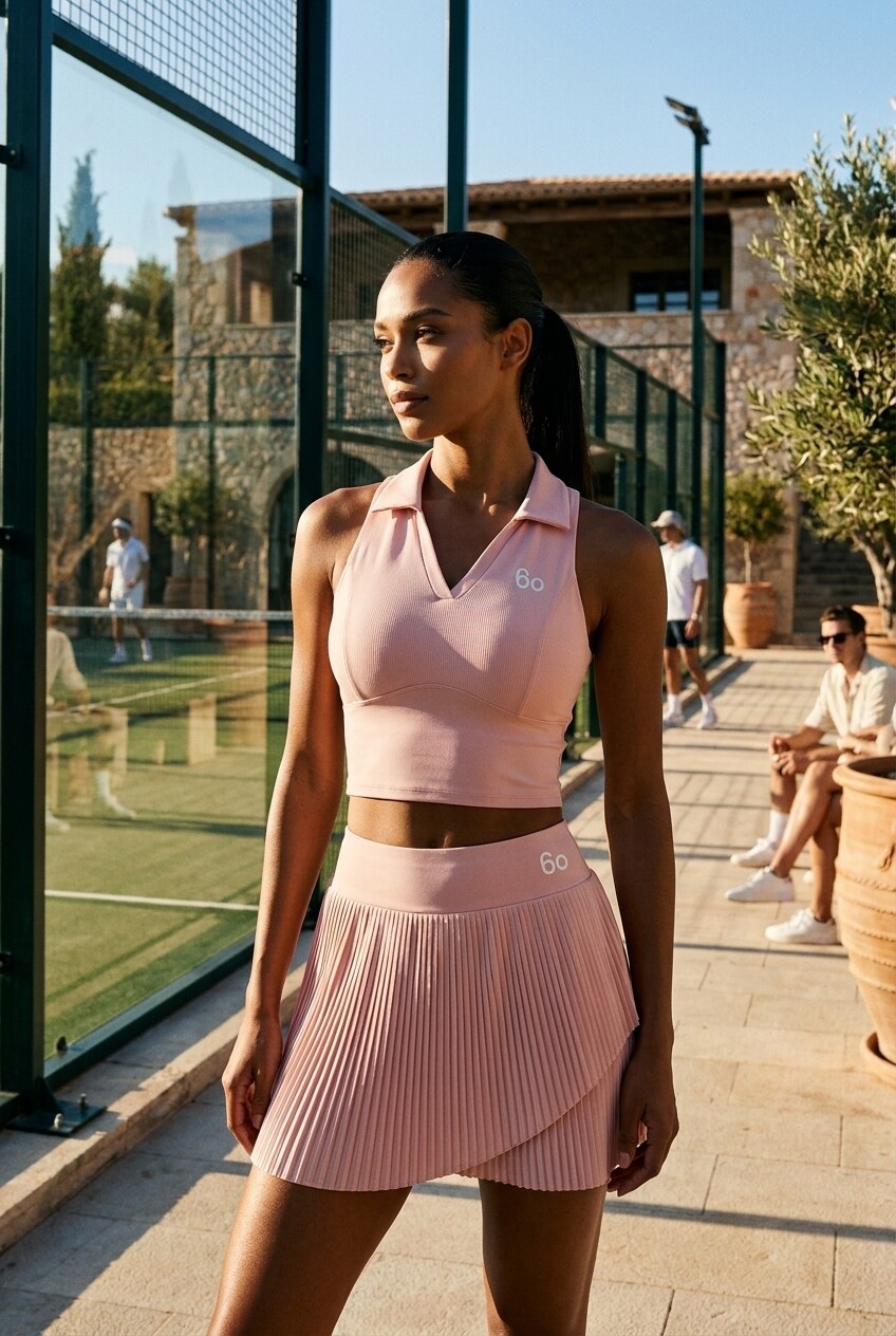 CLEO polo top & pleated skirt set