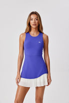 DAISY colourblock pleated dress in Cobalt blue – women's padel dress by Six'o – front view