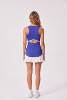 DAISY colourblock pleated dress in Cobalt blue – women's padel dress by Six'o – back view