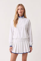 GRACE zip sweater & skirt set in White set – women's padel set by Six'o – front view