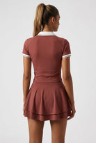 IRIS polo t-shirt & layered skirt set Terracotta