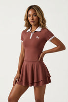IRIS polo t-shirt & layered skirt set Terracotta