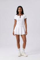 IRIS polo t-shirt & layered skirt set White