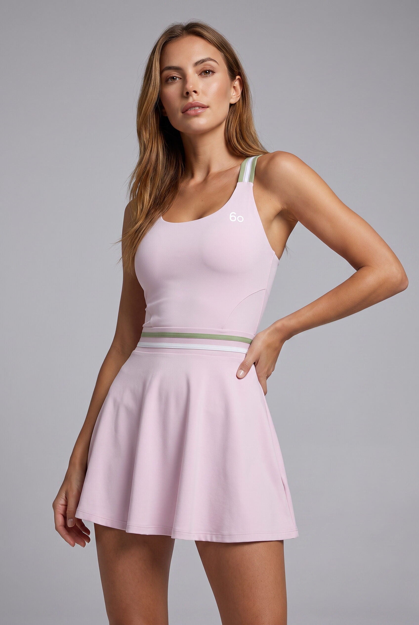 ISLA contrast trim padel dress Light pink