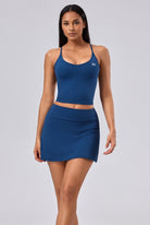 JADE cami top & skirt set in Diamond blue – women's padel set by Six'o – front view