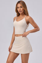 JADE cami top & skirt set in Vanilla white – women's padel set by Six'o – studio photo