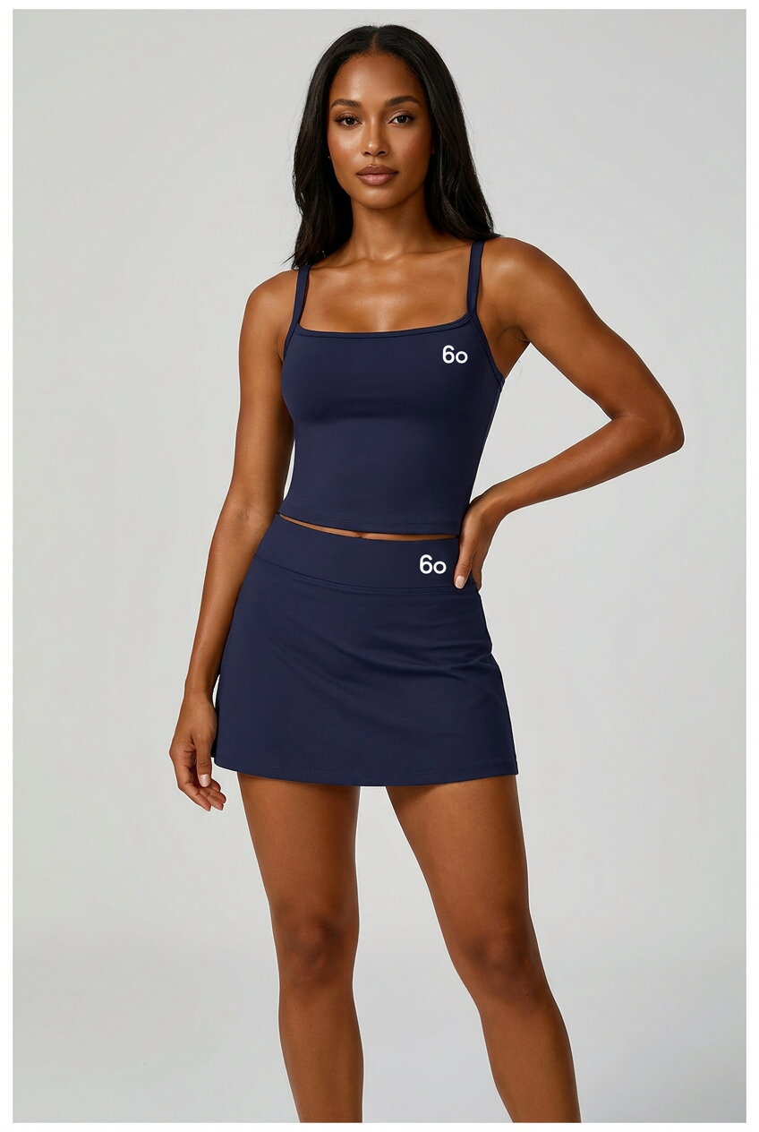 KAIA strap top & skirt set Navy