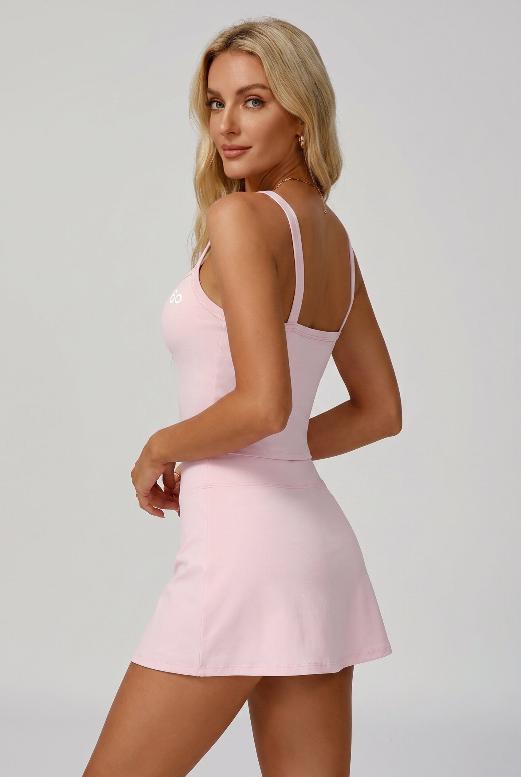 KAIA strap top & skirt set Pink
